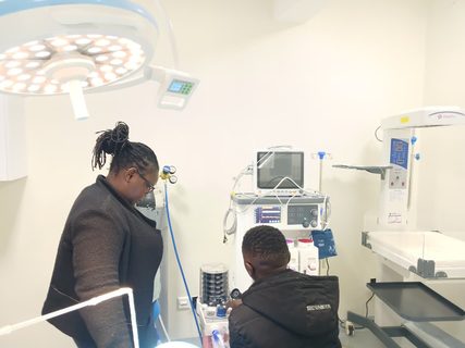 Biomedical engineer at work